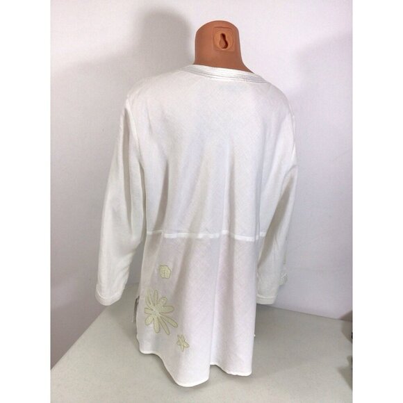 Anne Carson Linen Embroidered Blouse Top Womens 2X - Picture 6 of 7